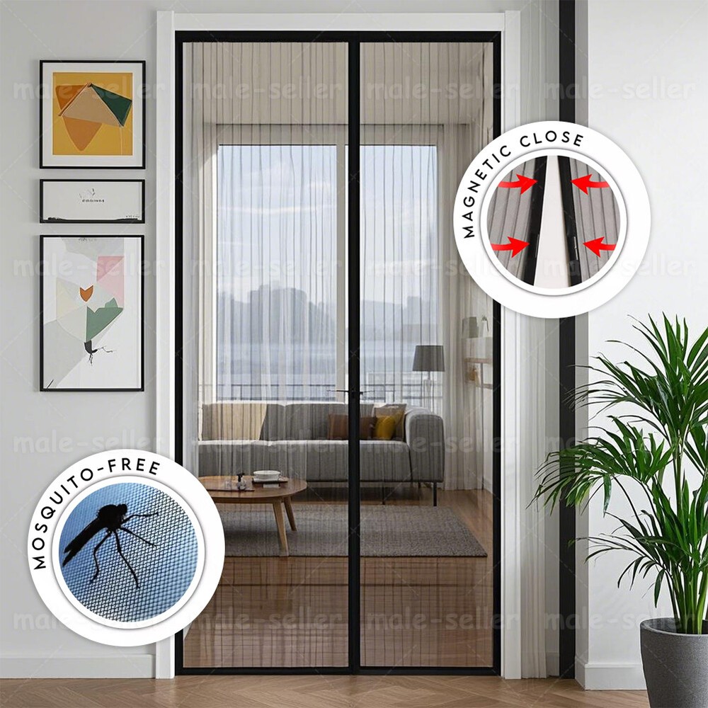 Magnetic Mosquito Net Door Screen Hands-Free Magic Closer for Pets and Patio