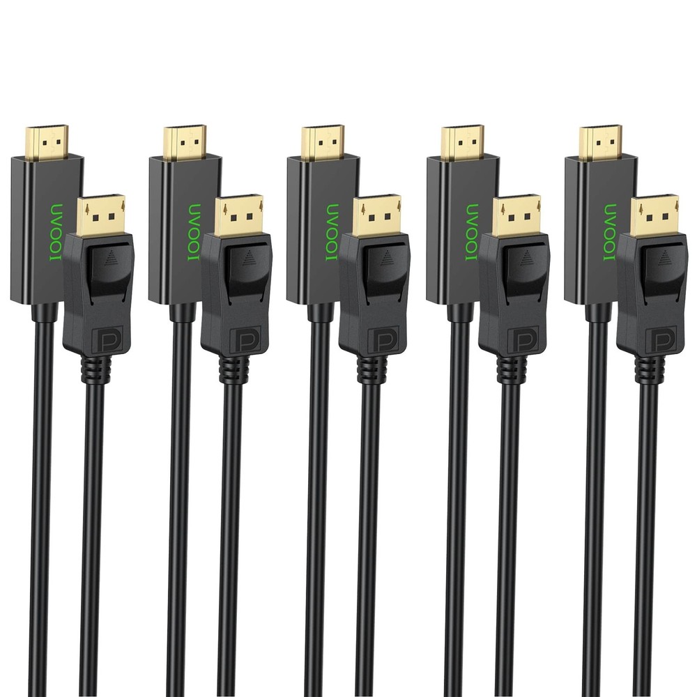 6ft DisplayPort to HDMI Cable 5-Pack, DP to HDMI Adapter Cord 6 Feet