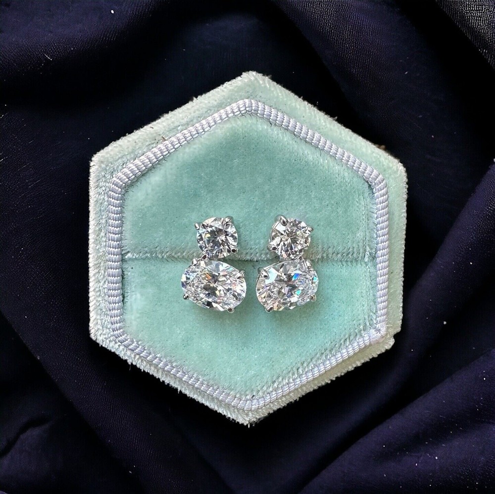 3 Ct Oval Cut Simulated Diamond Women’s Wedding Earrings in 14k White Gold Plated Setting for Elegant Style and Affordability