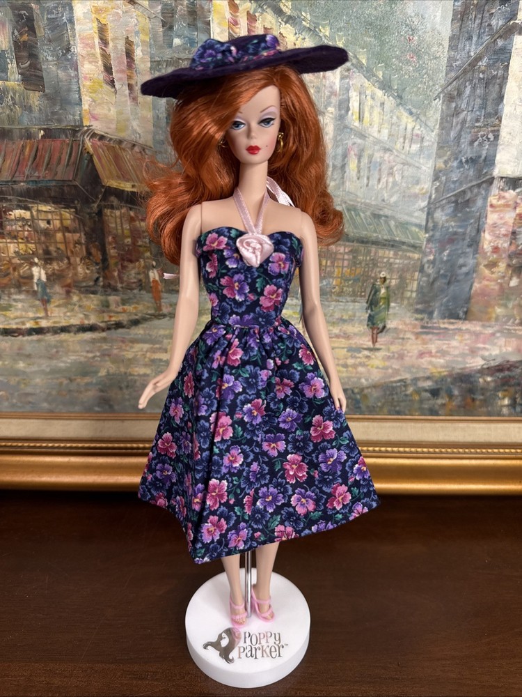 Made For Fashion Dolls And Barbie Hat Shoes And Dress Set In Floral Pattern