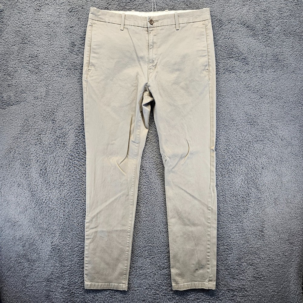 Levis Pants Mens 34x34 Beige Slim Straight Flat Front Chino