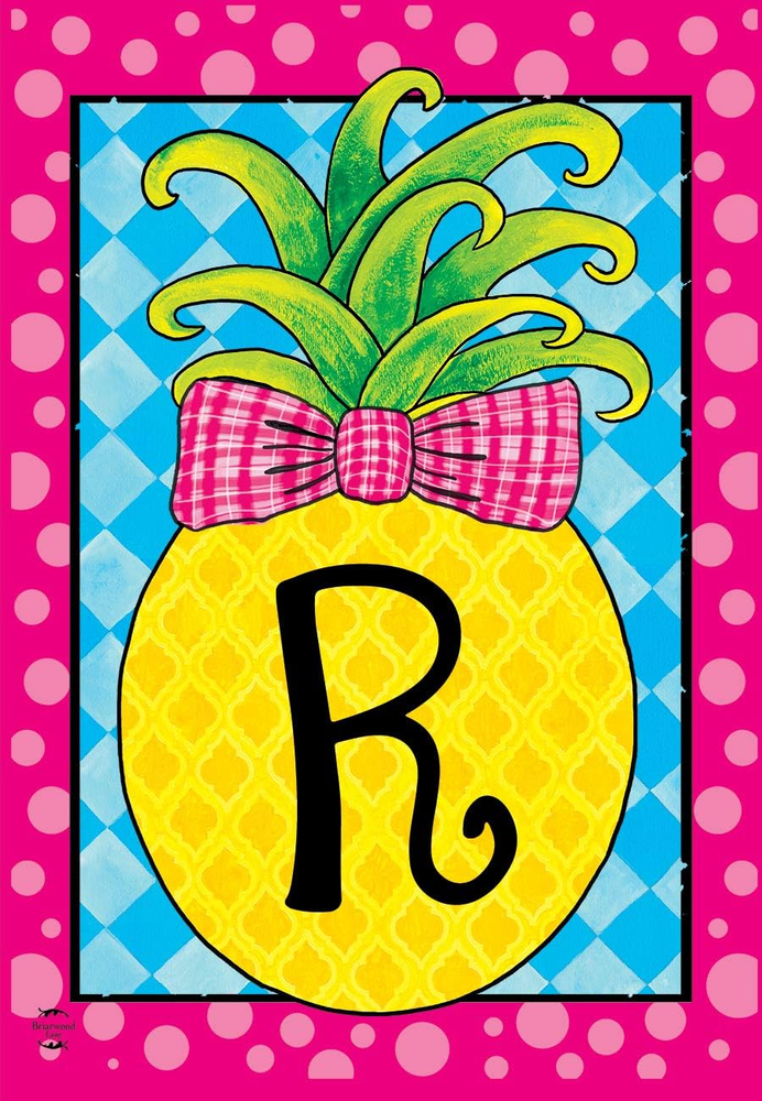 Pineapple Monogram Letter R Garden Flag Everyday  12.5
