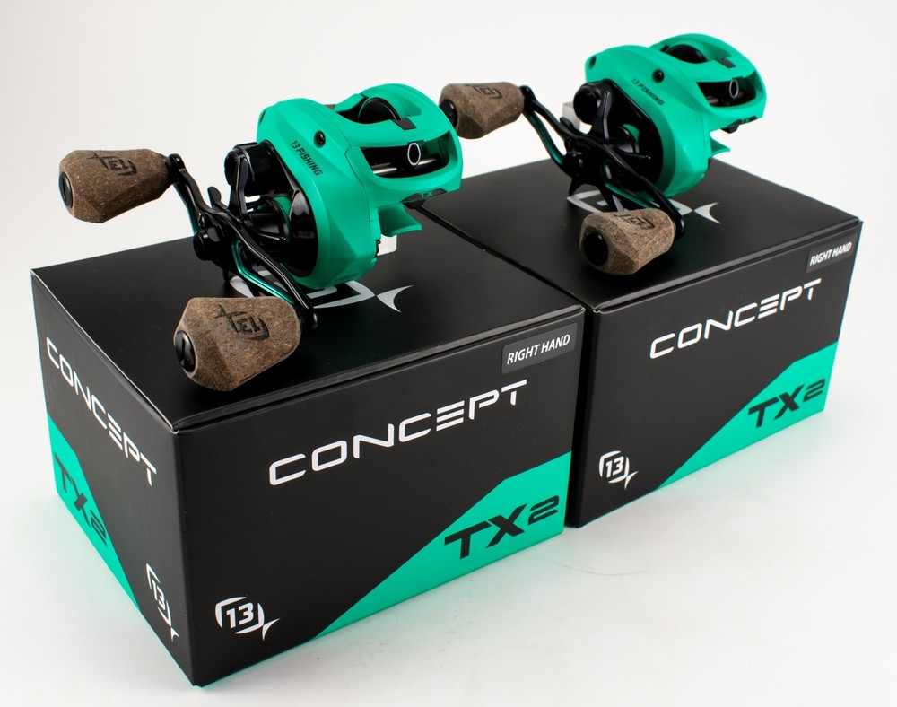 (LOT OF 2) 13 FISHING CONCEPT TX GEN II TX2-6.8RH 6.8:1 RH BAITCAST REEL