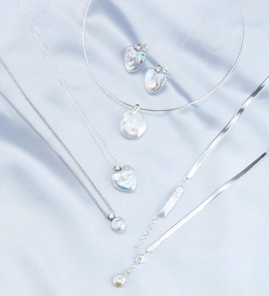 Lustrous Love Pearl Set – Elegant Heart and Baroque Pearl Jewelry