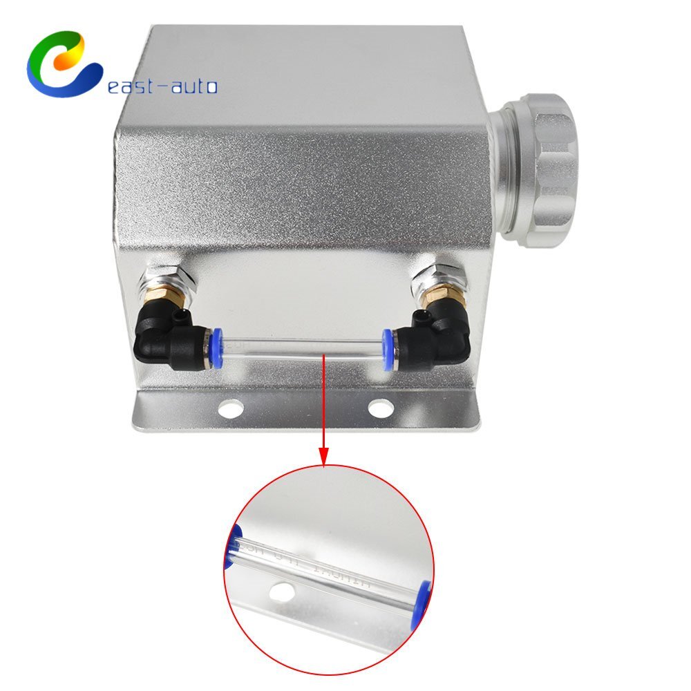 1L Silver Aluminum Coolant Radiator Overflow Recovery Water Tank Bottle with Cap