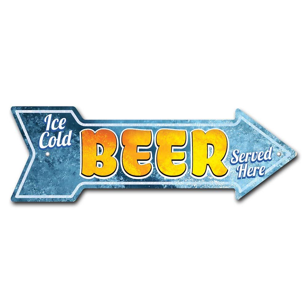 Ice Cold Beer Arrow Sign | Indoor/Outdoor | Direction Arrow Sign Funny Home D...