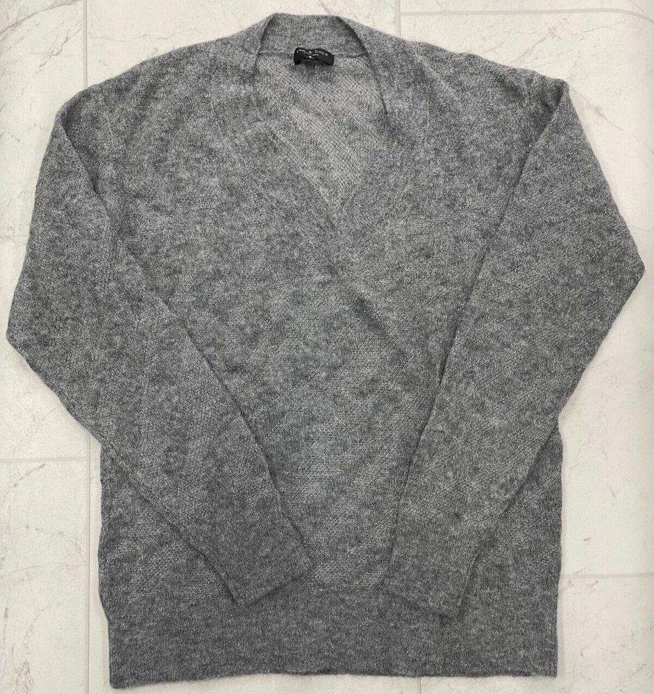 NWOT Rag & Bone Womens Knitted Soft V-Neck Sweater In Gray Size: Small