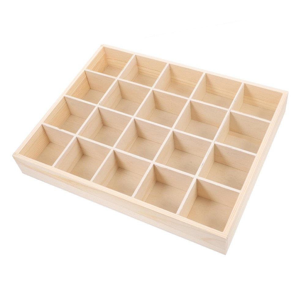 Wooden 20-Grid Drawer Organizer for Socks Keys Underwear Closet Storage Box