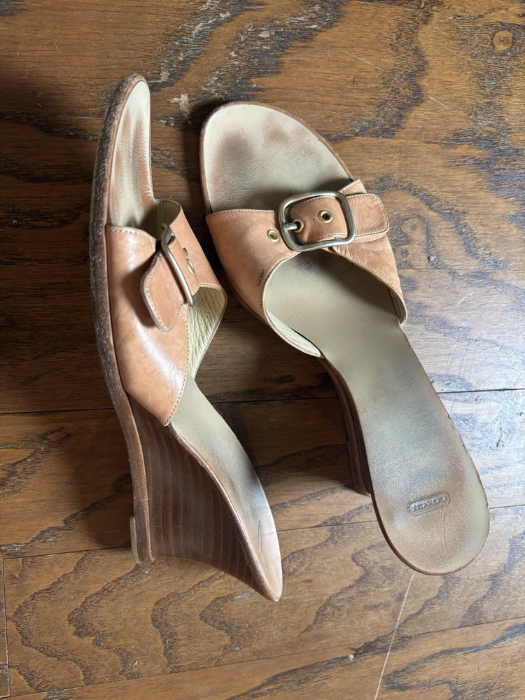 Coach leather wedge sandals in size 9.5 for women