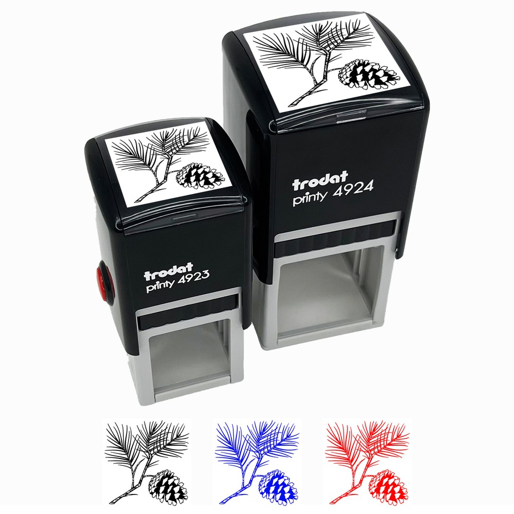 Pine Tree Branch with Pinecone Winter Self-Inking Rubber Stamp