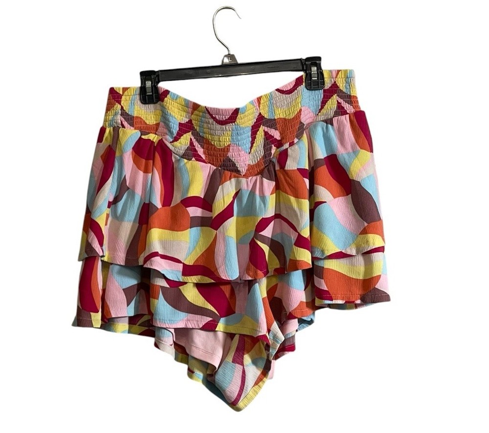 TORRID Multicolor Smocked Waist Lined Tiered Ruffle Women's Shorts Size 2X
