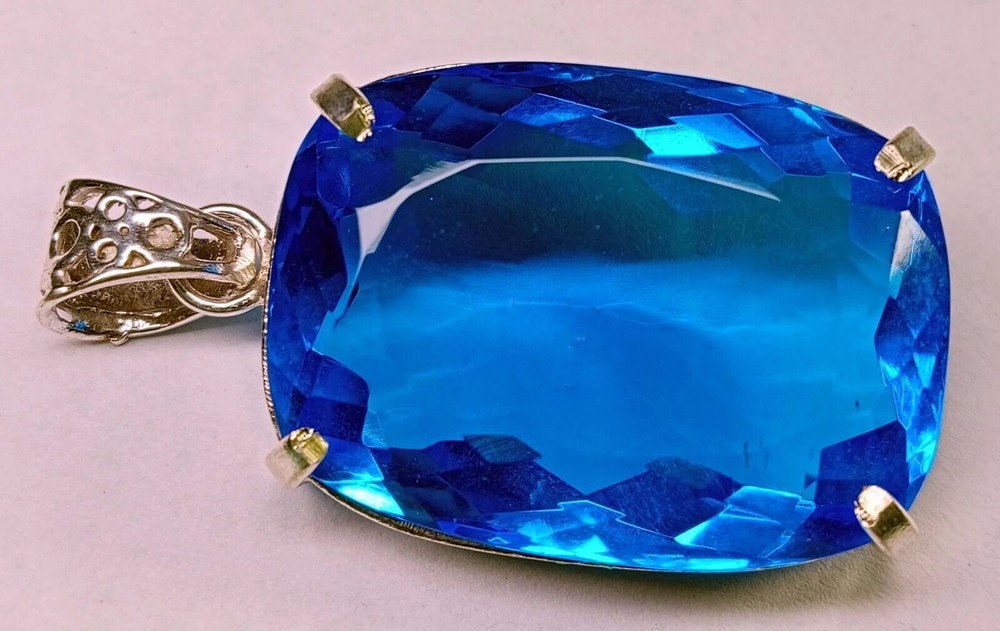 Cushion Cut 96 Ct Blue Topaz Pendant with EGL Certification PD014