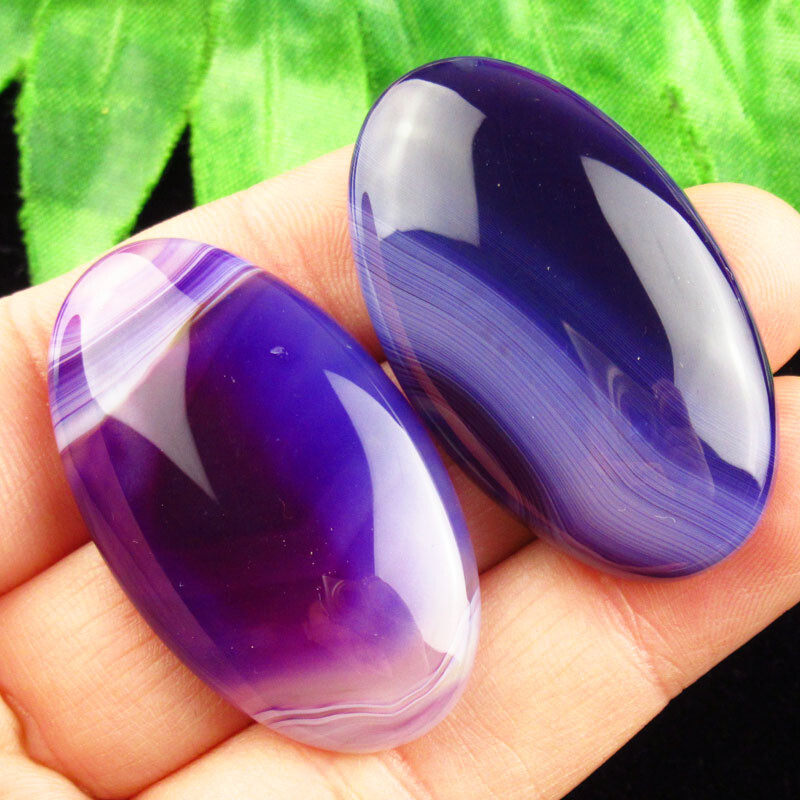 2Pcs 41x24x6mm Purple Onyx Agate Oval Cab Cabochon Q07525