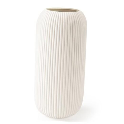 Modern White Ceramic Flower Vase 8 Inch Home Decor