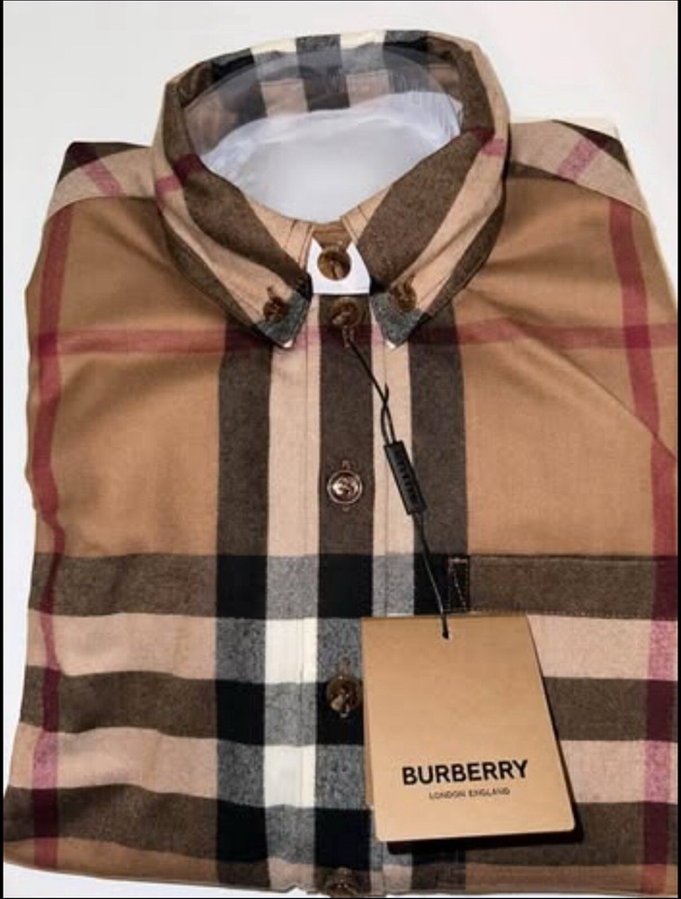 Burberry Heritage Check Cotton Button Up Shirt Beige XS
