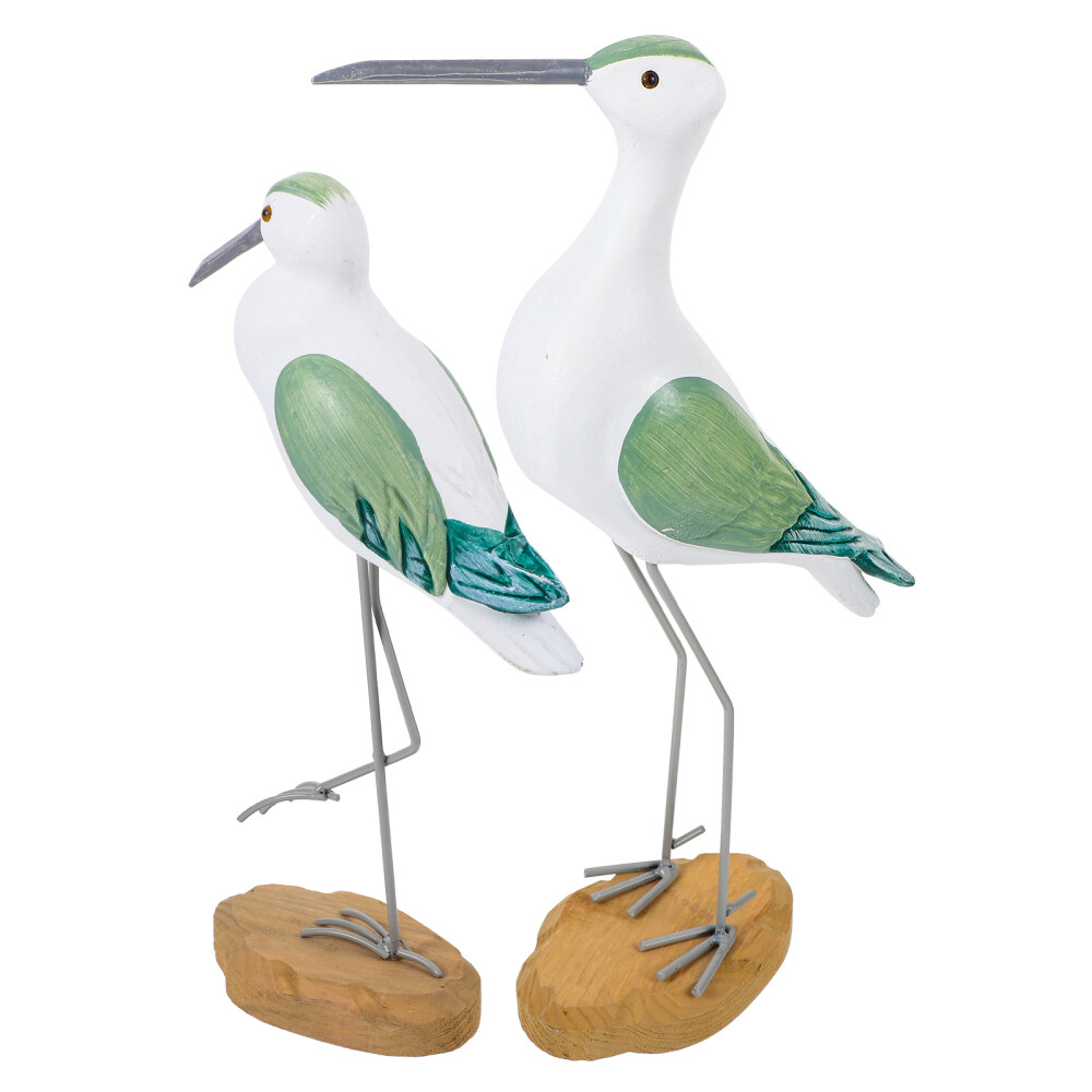 2 Pcs Coastal Bird Figurines Seagull Ornaments No Deformation Shape Seaside