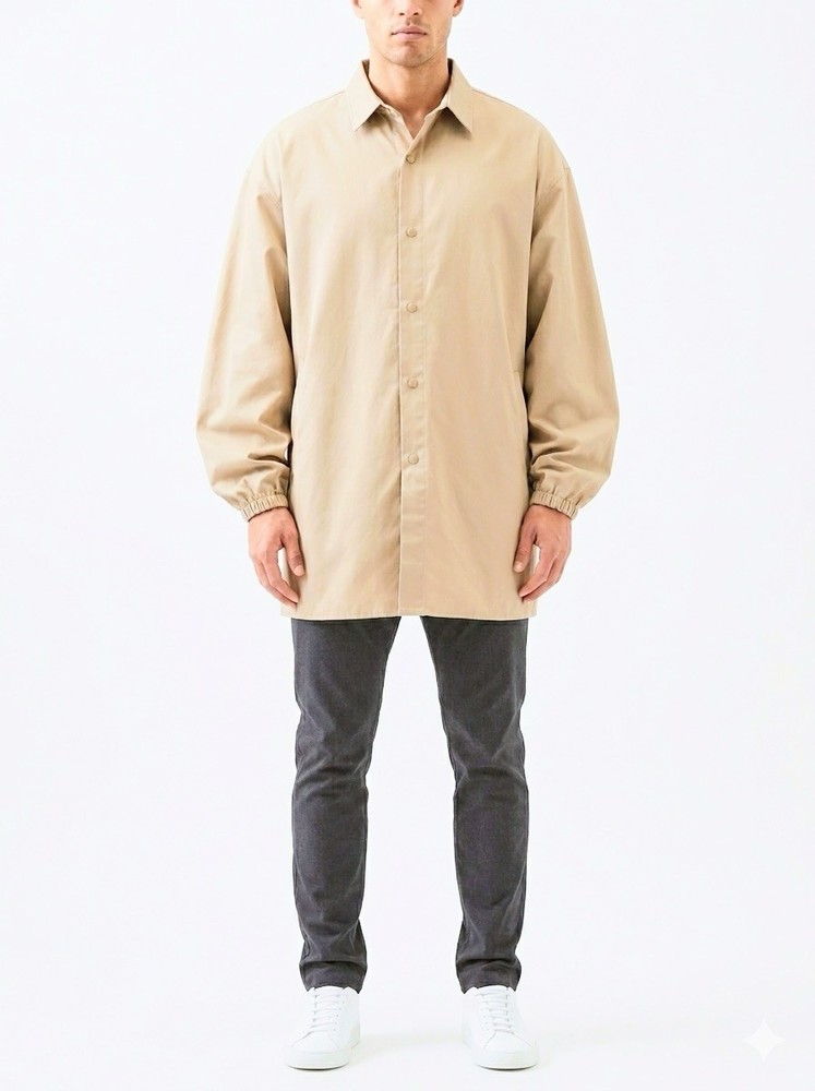Fear of God FOG Essentials Oversized Coach Jacket Shirt XL Tan Oak NWOT