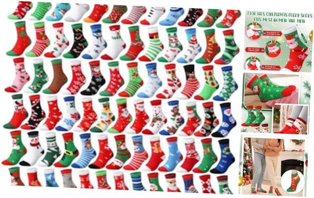 100 Pairs Christmas Fuzzy Socks Bulk Women Warm Winter Slipper Socks Soft