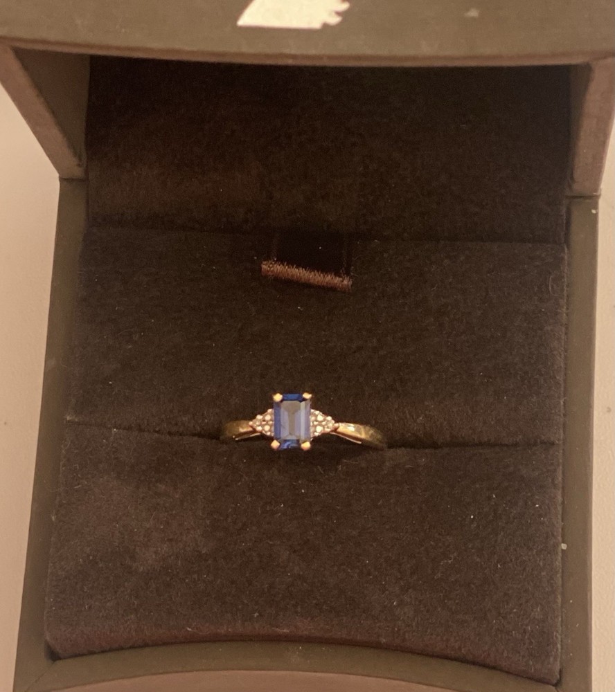 Beautiful Sapphire Ring In 10 Kt Gold With Small Diamonds From Kay Jewelers