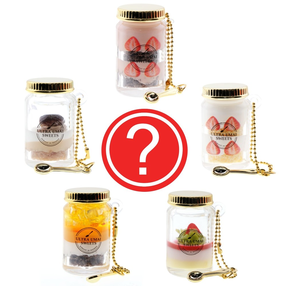 Clear Cake Jar Charm with Spoon Pendant Vial in Random Gashapon Figure