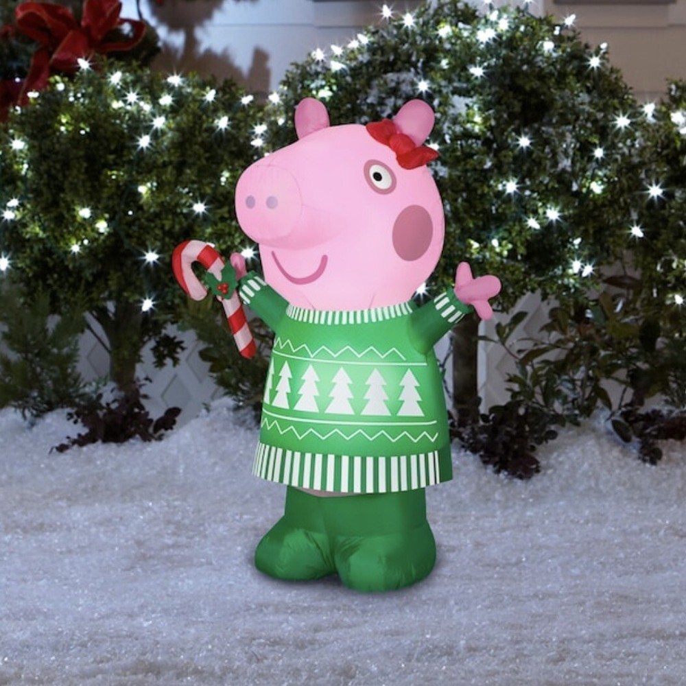 3.2ft LED Peppa Pig in Green Dress Christmas Inflatable Yard Decoration by Gemmy Hasbro
