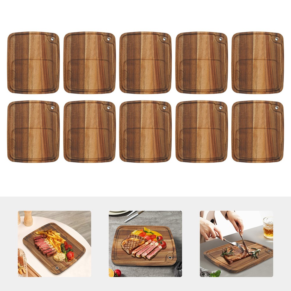 10 Pcs Steak Plates Wood Beefsteak Serving Tray Cutting Tasks Dinner Plate Board