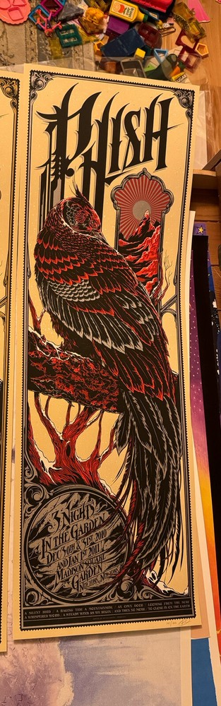 Phish New Years 2010 Madison Square Garden Ken Taylor Poster Red / Silver Ed-image