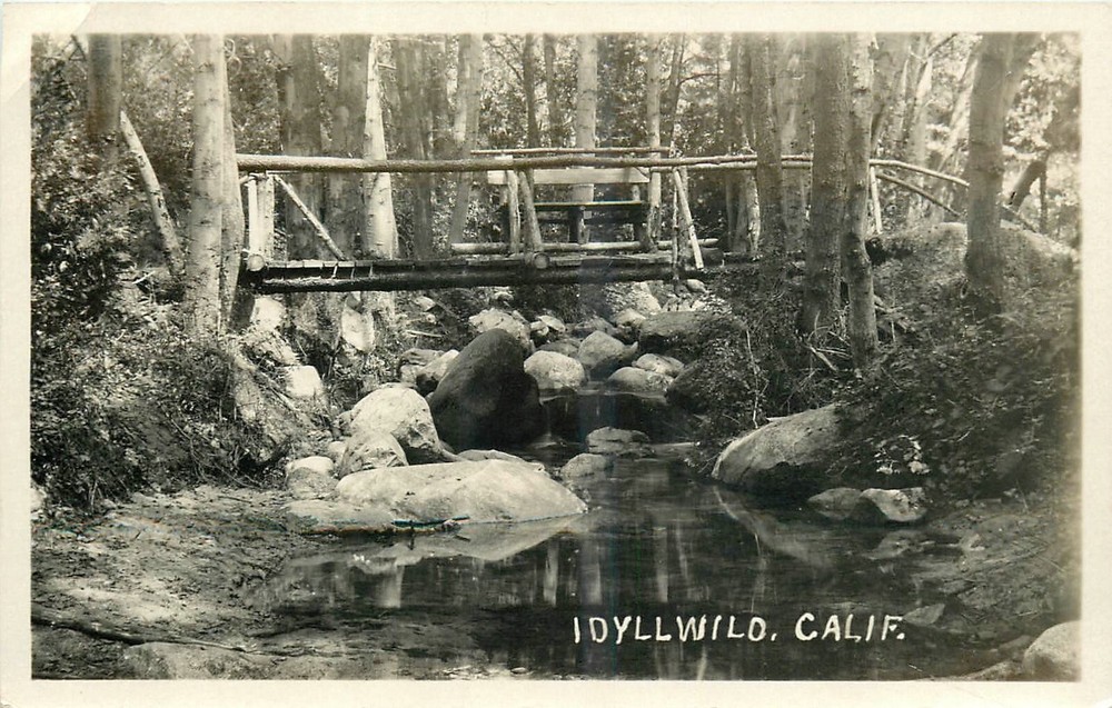 1920s  Idyllwild California Rustic Bridge Postcard RPPC 25-1246