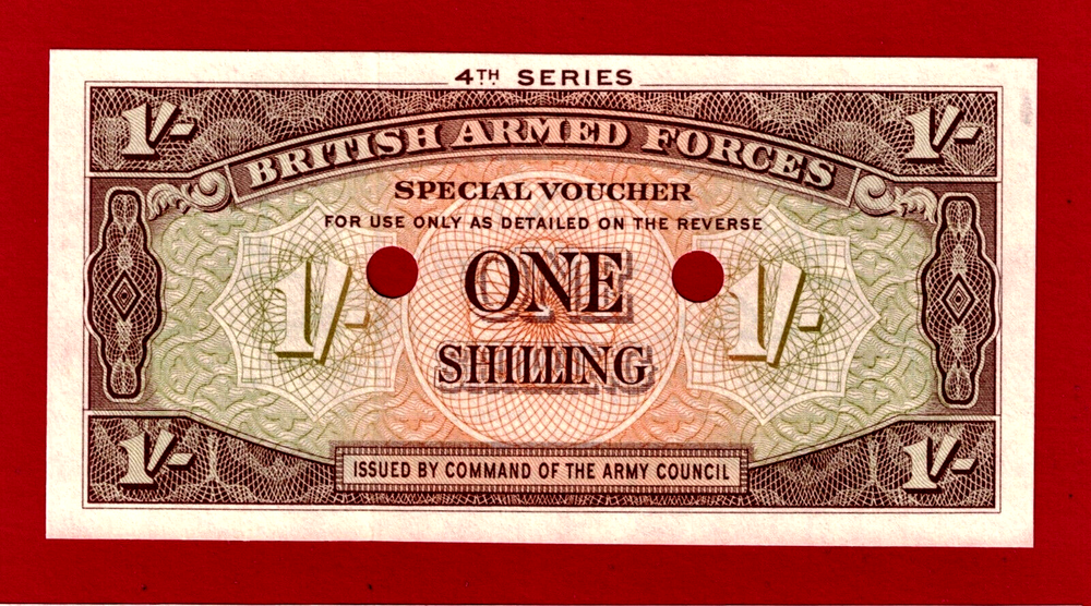 Great Britain 1 Shilling 1962 UNC NOTE VOUCHER British Armed Forces BAF (P-M32)-image