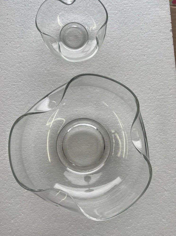 2 Designer Sin Clear Glass Serving Ware One Large And One Small ( LL)
