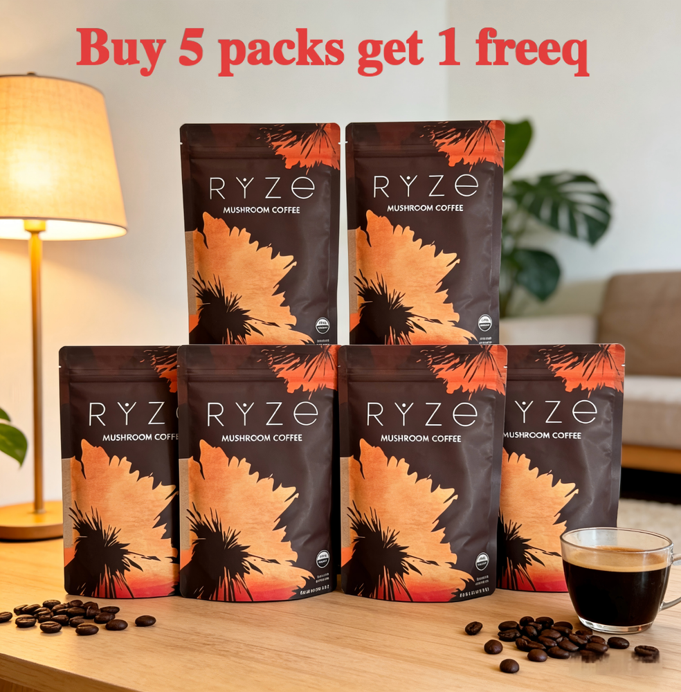 Organic Mushroom Coffee for Energy | Buy 5 Get 1 Free | 6 Packs | 30 Servings Ea