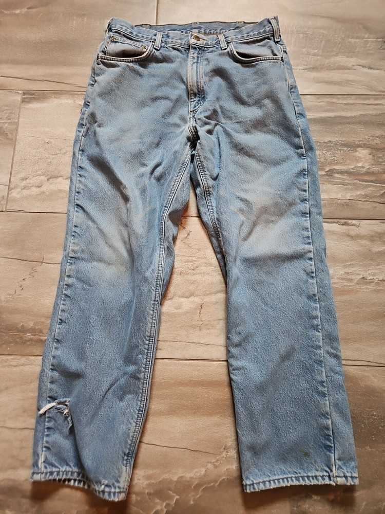 Carhartt Denim Flannel Lined Jeans Pants B172 MENS 34 x 30