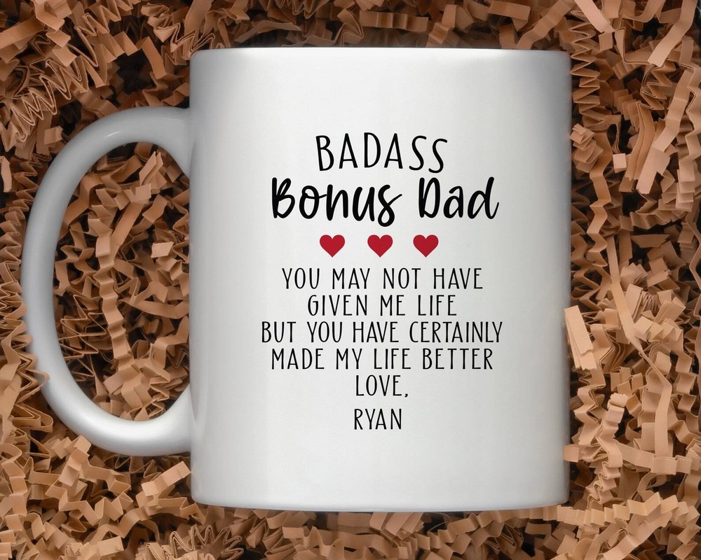 Personalized Bonus Dad Mug Funny Stepdad Gift Step Dad Fathers Day Coffee Mug Bo