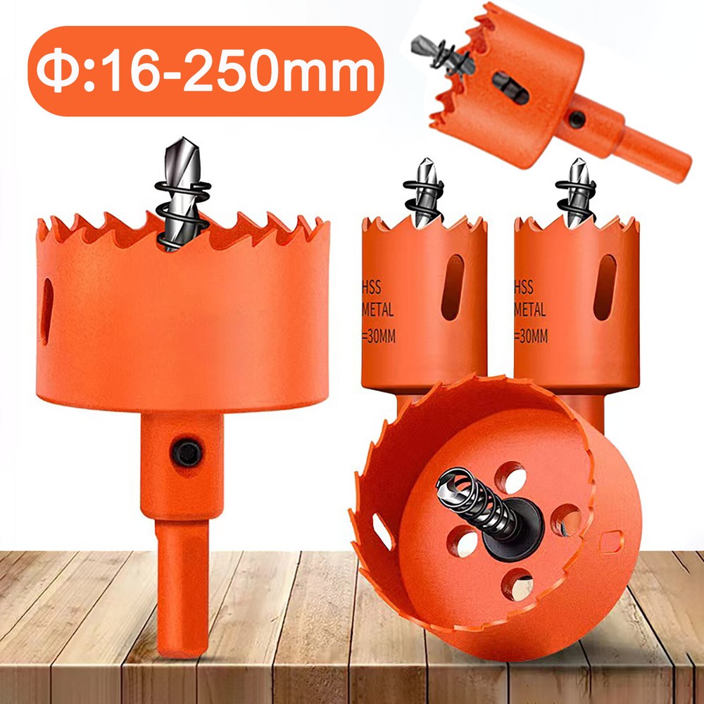 Bi metal Hole Saw 16mm-250mm Drill Bit Arbor Pilot Hole Saw Metal Wood Plastic