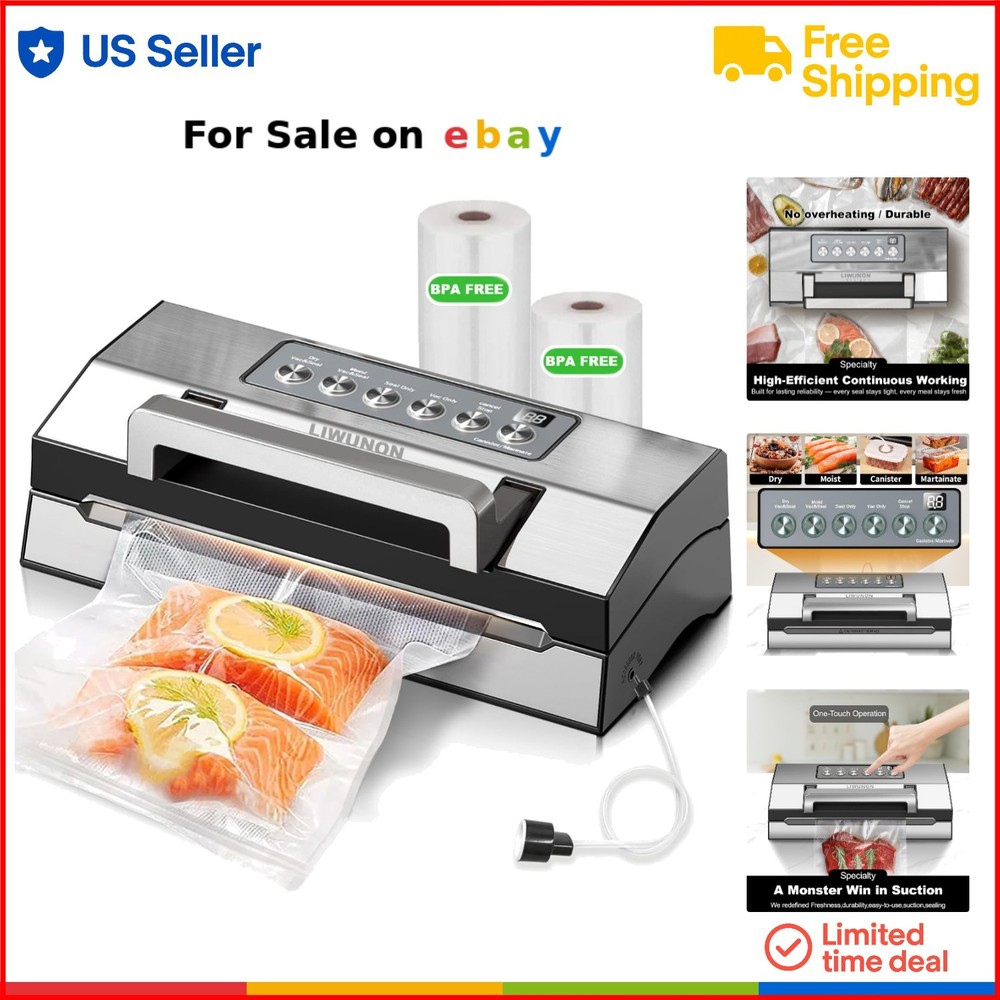Food Vacuum Sealer Stainless Steel Compact Automatic Double Seal Fresh Saver