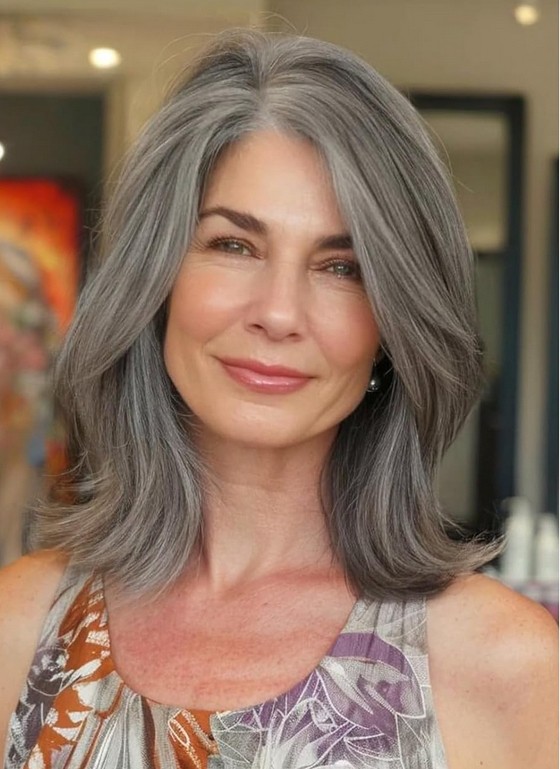 Grey Highlight Short Bob 13x4 Lace Front Human Hair Wig for Women