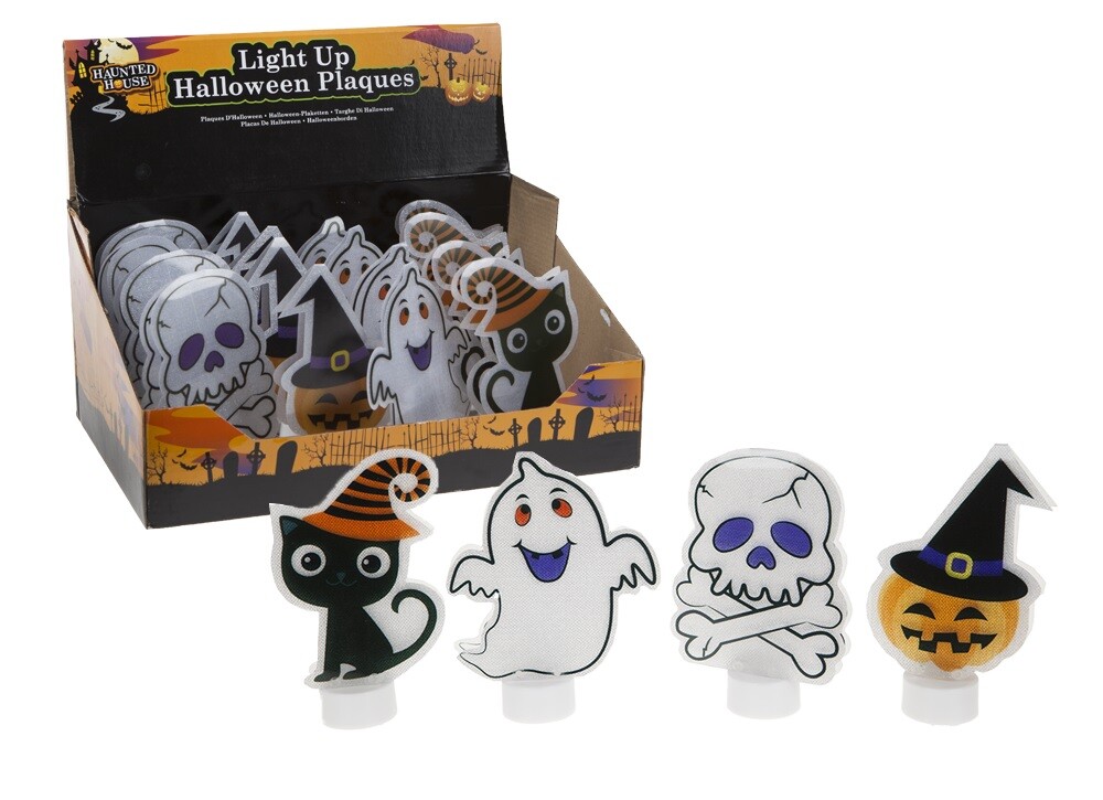 4 Halloween LED Table Decorations - Ghost Skull Cat Pumpkin Lights