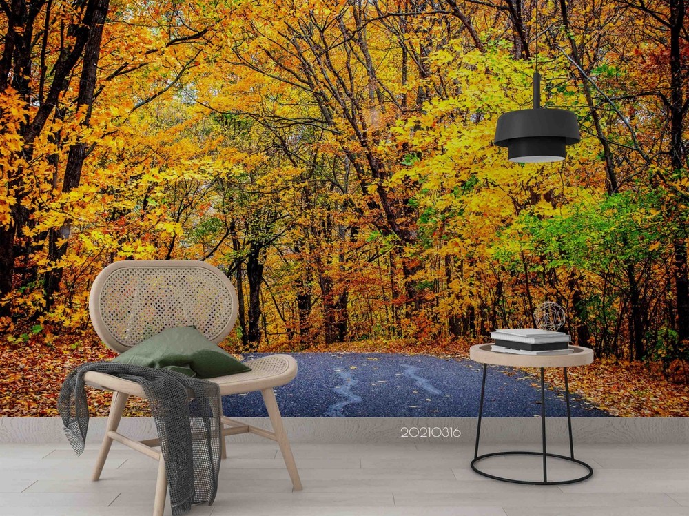 3D Forest Path Autumn Landscape Wall Murals Wallpaper Murals Wall Sticker