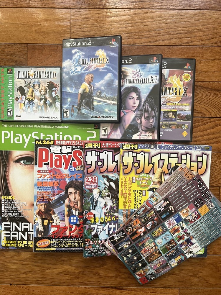 Final Fantasy Lot | FFIX, FFX, FFX-2 | Demo Disc, Mem. Card Stickers, Magazines