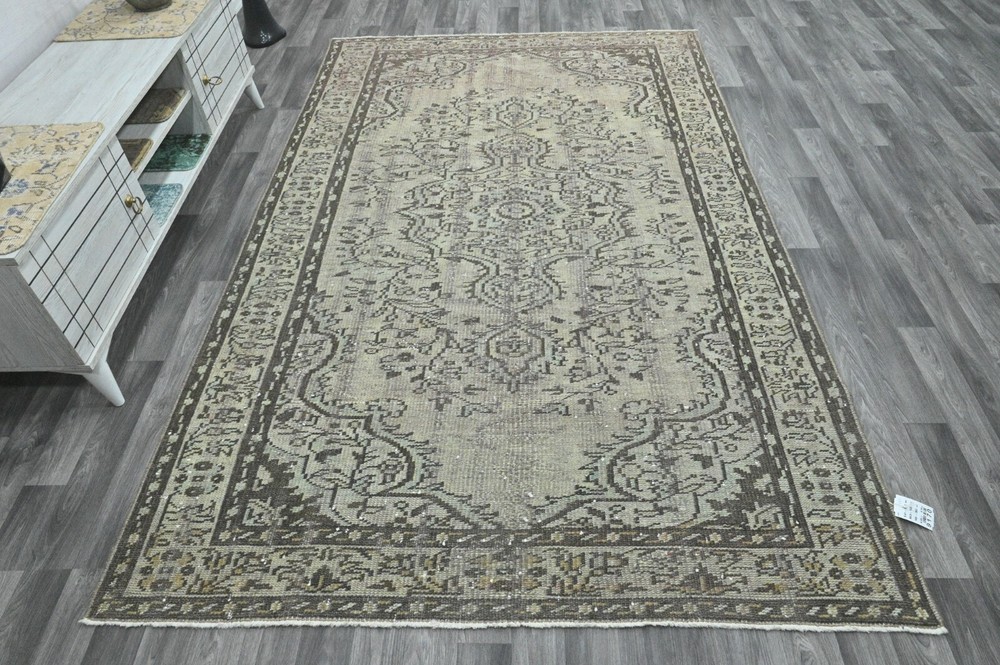 Vintage Brown 5x9 ft Handmade Wool Oushak Bohemian Anatolian Rug