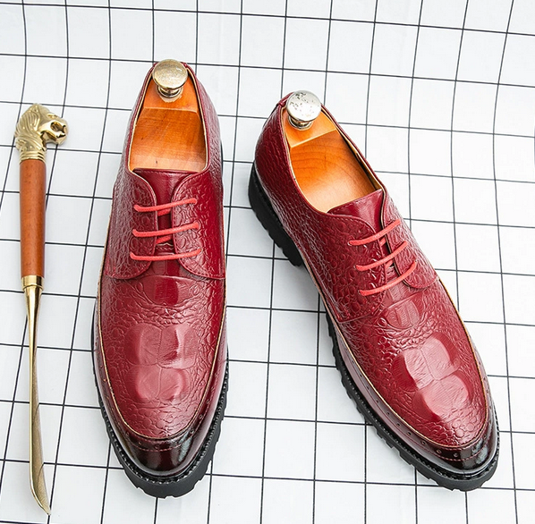 Men's Lace Up Pattern Leather Dress Formal Shoes 2025