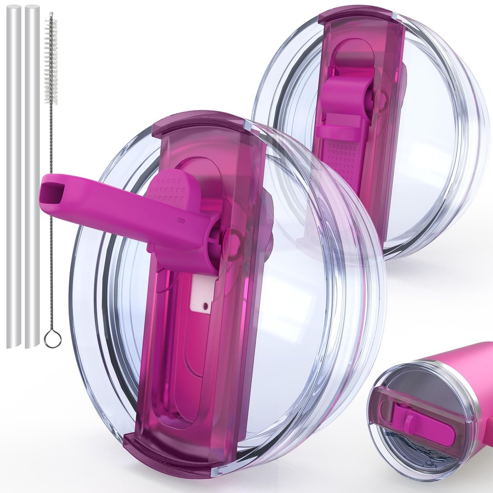 2 PCS Spill-Proof Flip Straw Lids for 40oz Stanley Cup Replacement