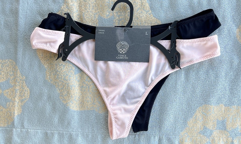 VINCE CAMUTO 2 Pack-No Show Thong Panty-Womens Sz L