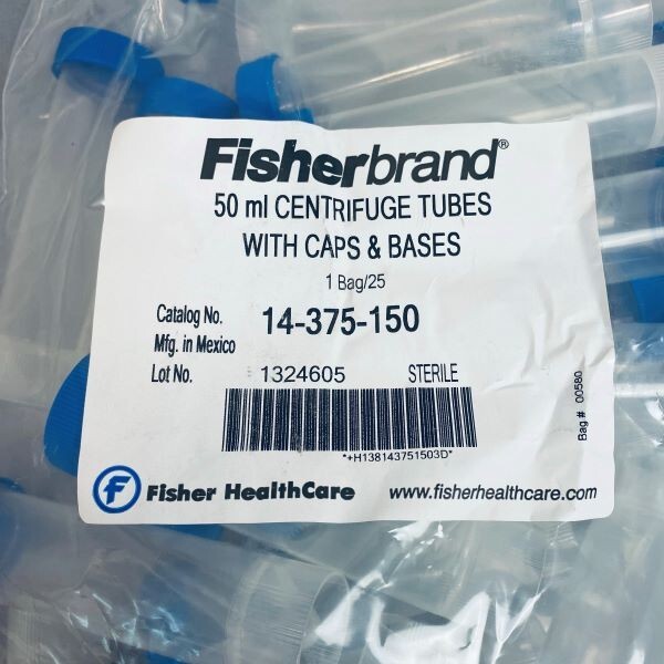 Fisherbrand Centrifuge Tube with Cap and Base 50 ml Case of 500 Tubes