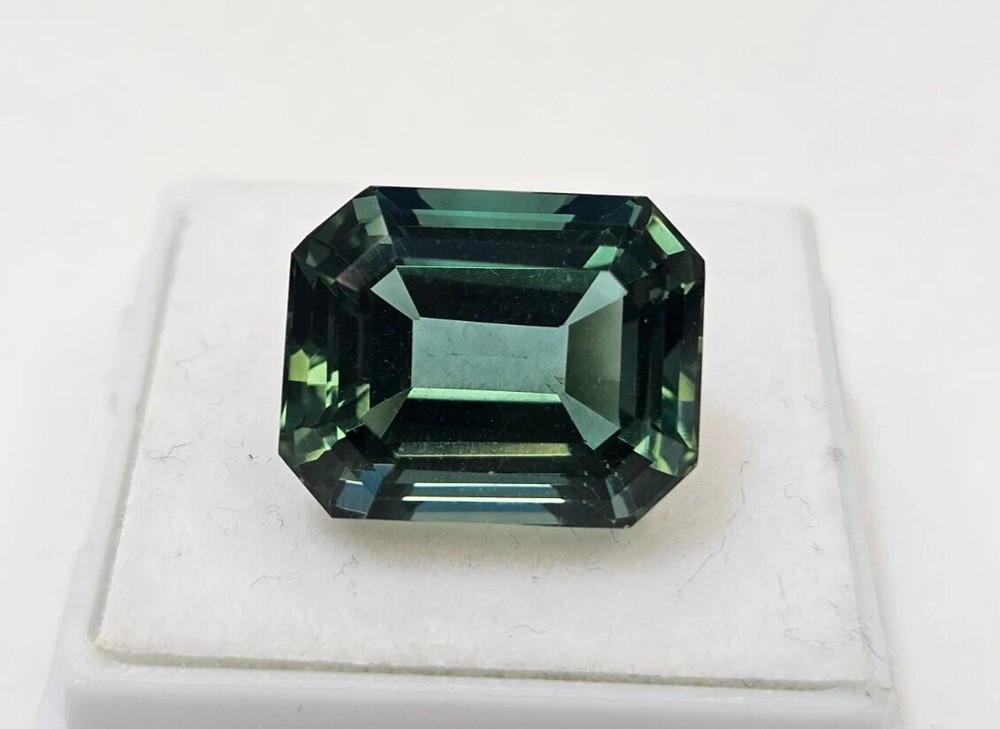9-10 Ct Certified Natural Teal Blue Sapphire Emerald Cut Loose Gem KH085
