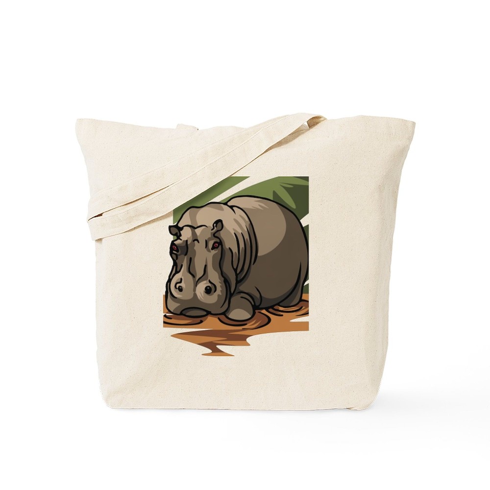 CafePress Hippo Natural Canvas Tote Bag, Cloth Shopping Bag (671173427)