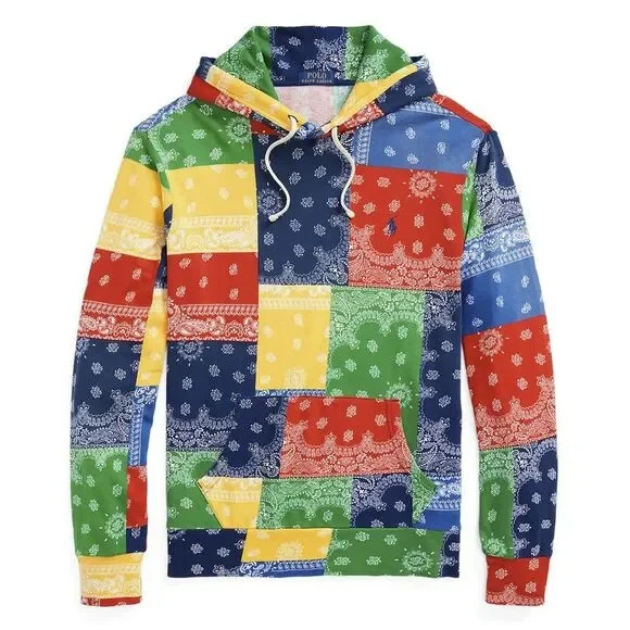POLO RALPH LAUREN Archival Bandana Sweater Patchwork-Print Regular Fit Hoodie S