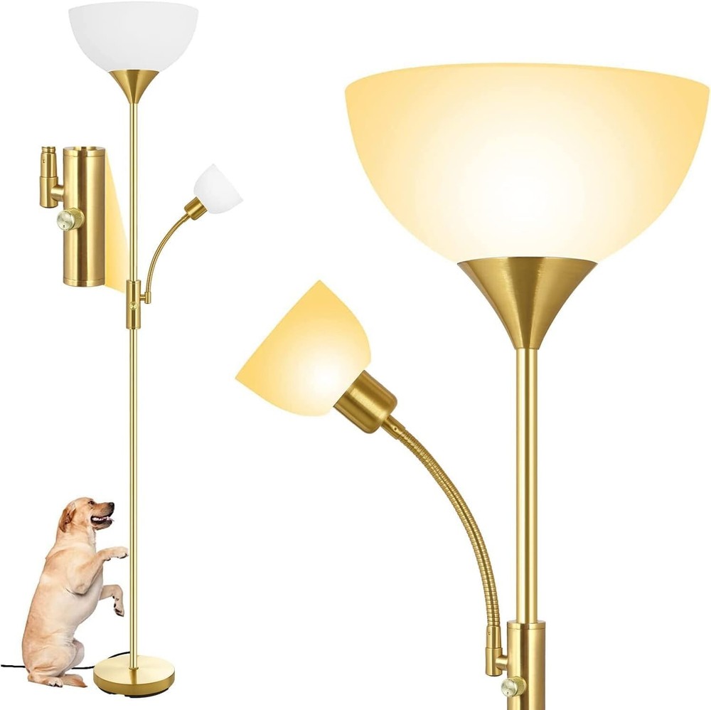 Elegant 71-Inch Gold Standing Floor Lamp with 3-Way Switch and Reading Light