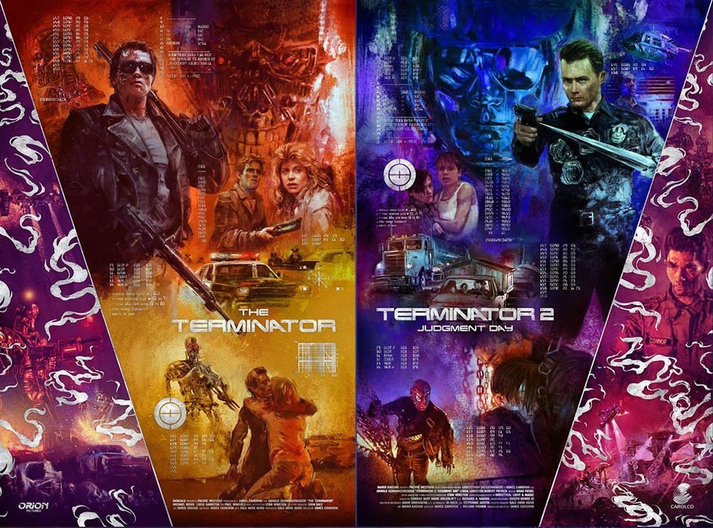 The Terminator and T2: Judgement Day Set by Vlad Rodriguez Screen Print Poster 2