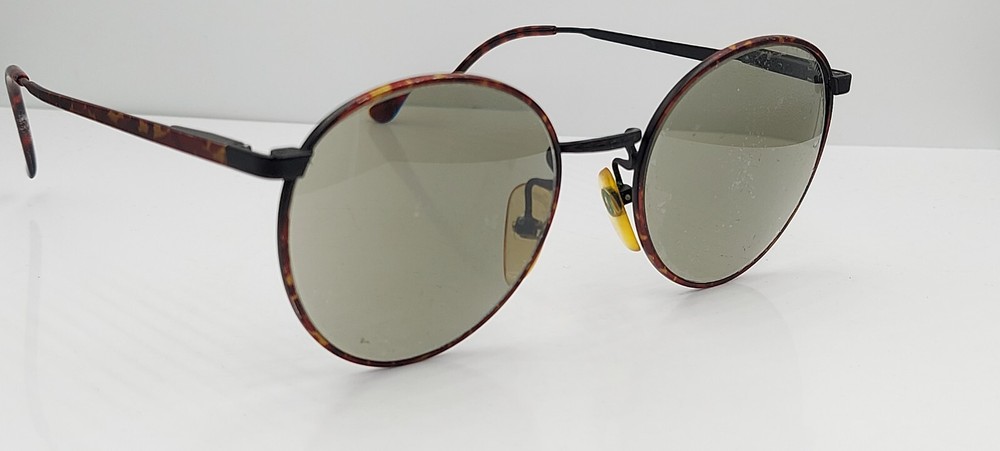 Vintage Geoffrey Beene Black Brown Round Metal Sunglasses FRAMES ONLY